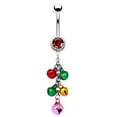 thumbnail image 1 of Mistletoe Belly Button Rings - Stainless Steel Bell Navel Rings, Cubic Zirconia, Holiday Piercing Jewelry, Women Body Jewelry, Festive Party Accessory, Safe for Sensitive Skin, 1 of 4