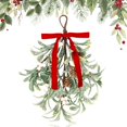 thumbnail image 1 of Mistletoe Christmas Decor - Artificial Hanging Mistletoe Picks Decoration for Doorway Frosted Mistletoe Xmas Ornament Kissing Ball Artificial Glitter Leaf Hanging Decor for Couple, White, 1 of 16
