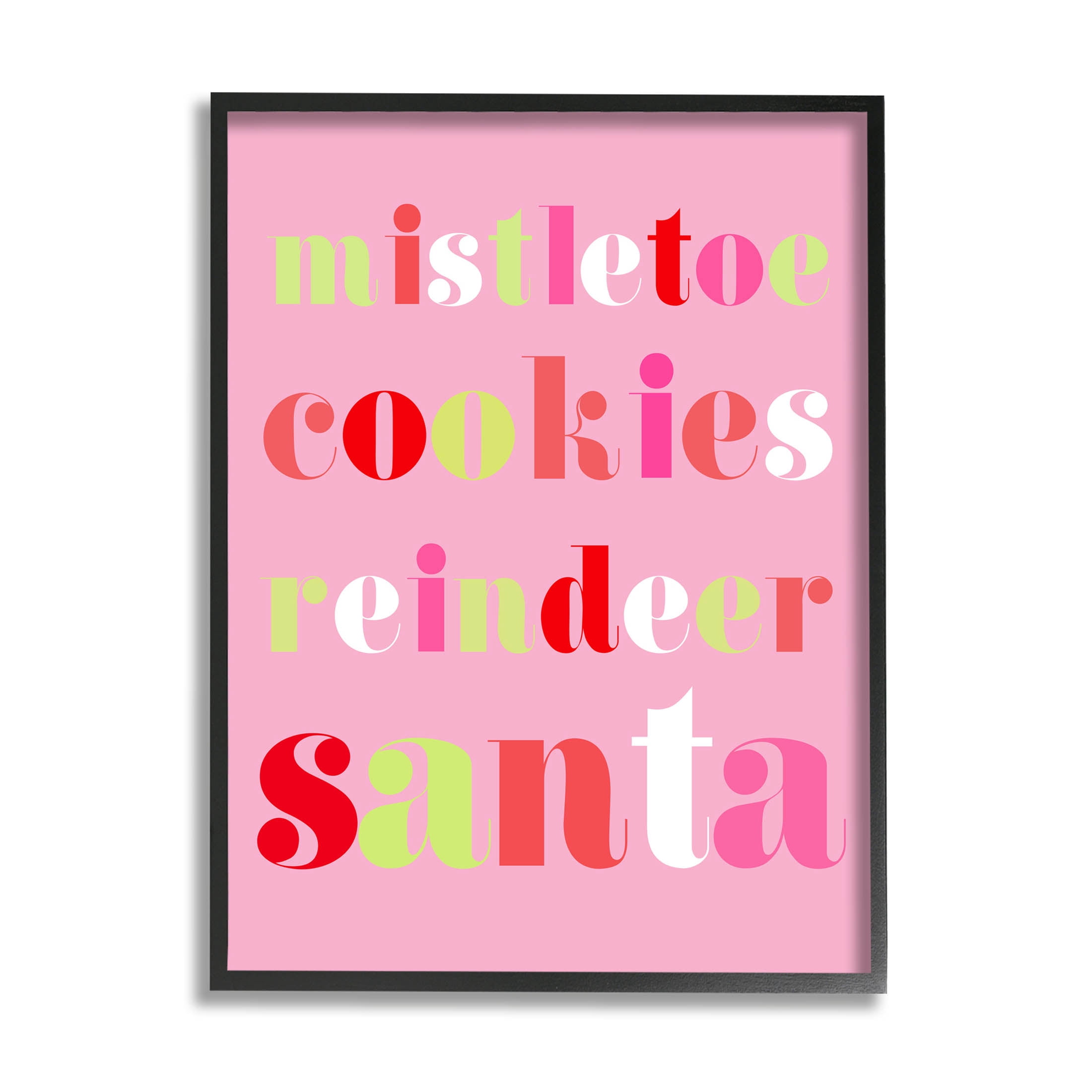Mistletoe Cookies Reindeer Santa Bold Holiday Graphic Art Black Framed Art Print Wall Art