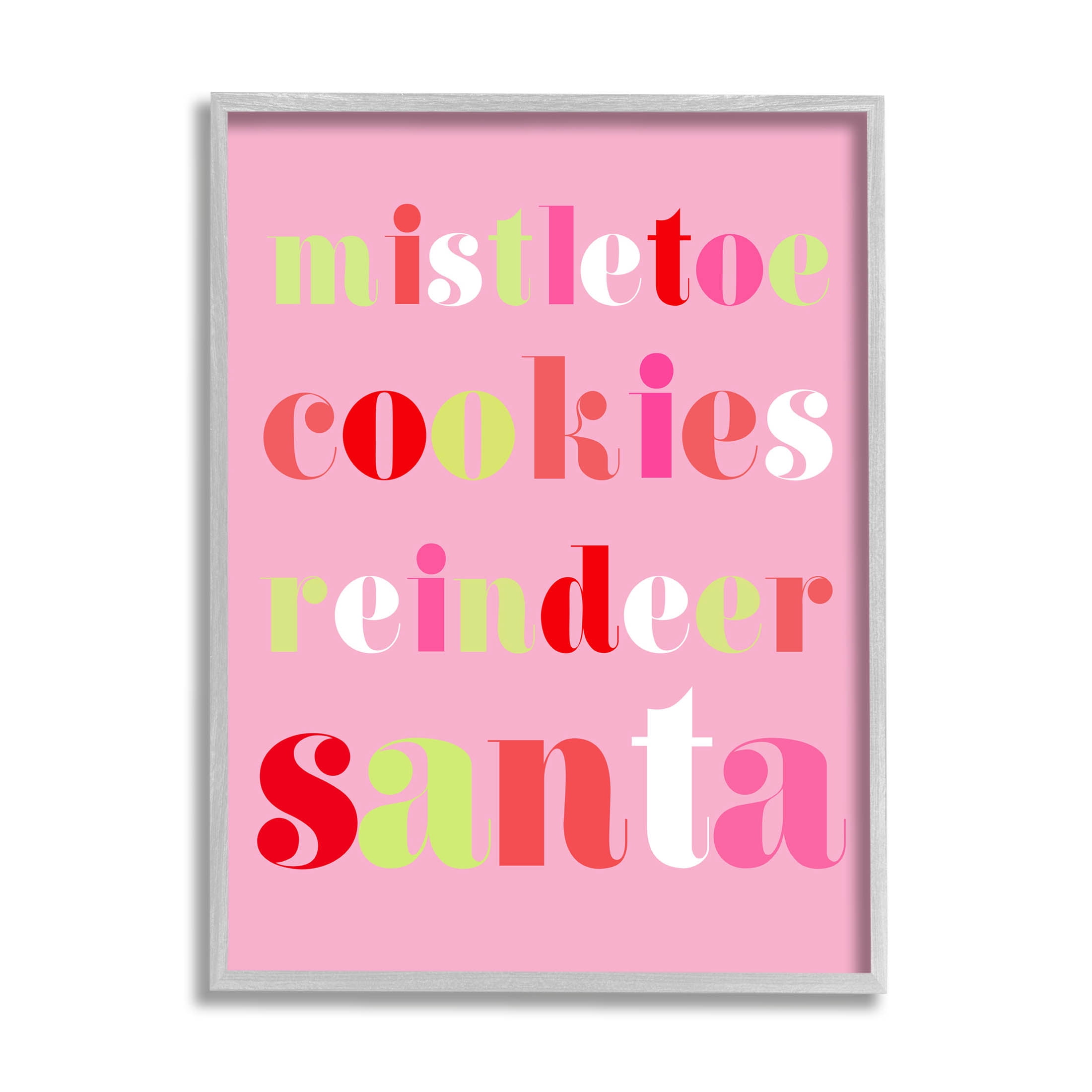 Mistletoe Cookies Reindeer Santa Bold Holiday Graphic Art Gray Framed Art Print Wall Art