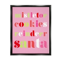Mistletoe Cookies Reindeer Santa Bold Holiday Graphic Art Jet Black Framed Art Print Wall Art
