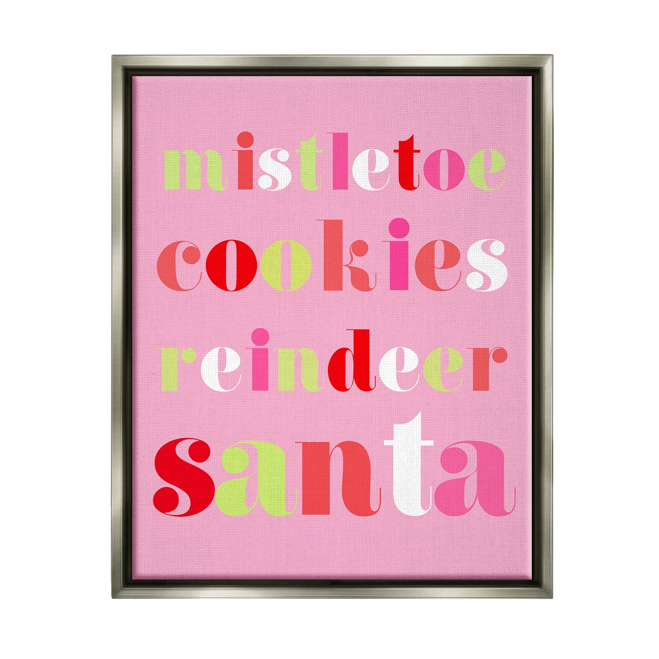 Mistletoe Cookies Reindeer Santa Bold Holiday Graphic Art Luster Gray Framed Art Print Wall Art