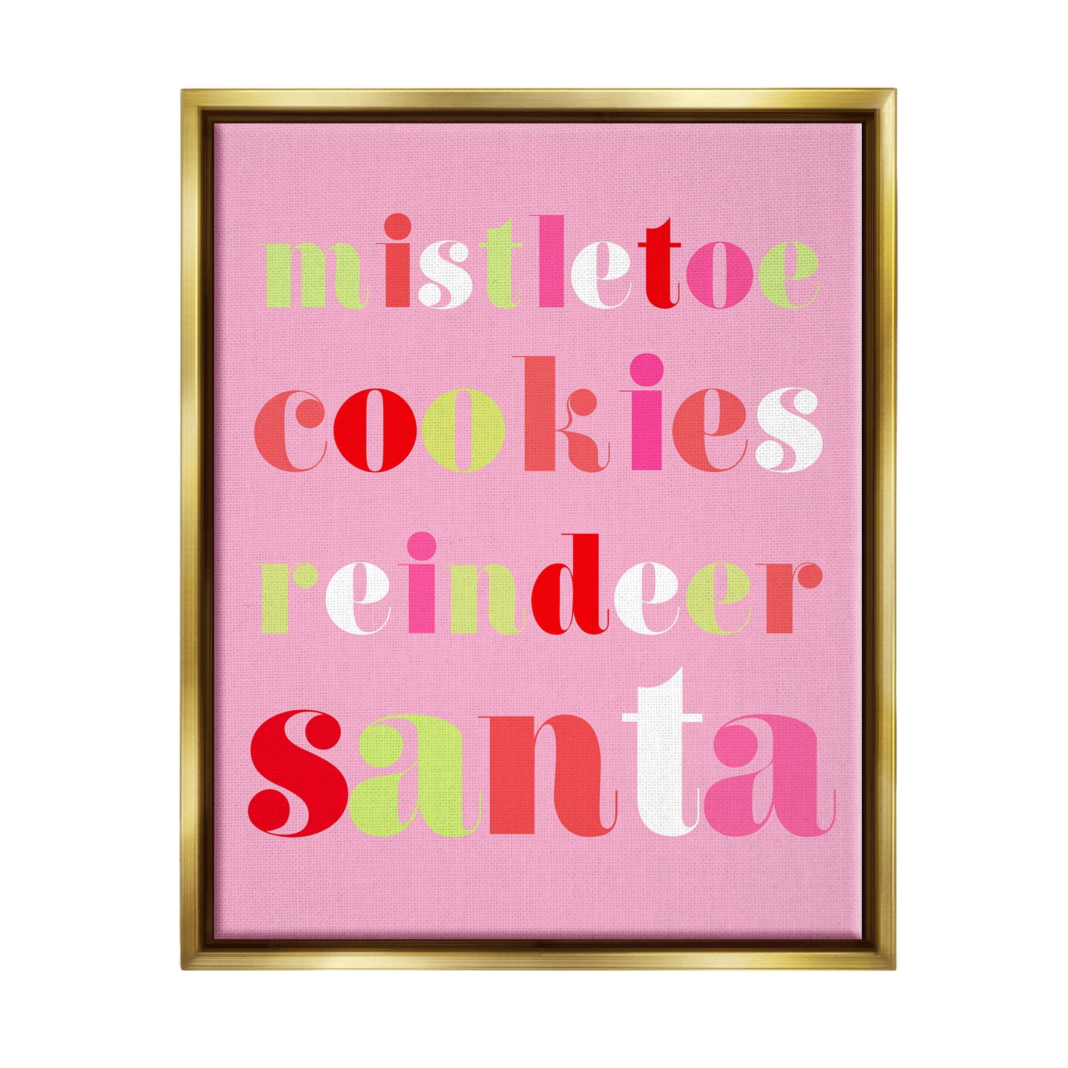 Mistletoe Cookies Reindeer Santa Bold Holiday Graphic Art Metallic Gold Framed Art Print Wall Art