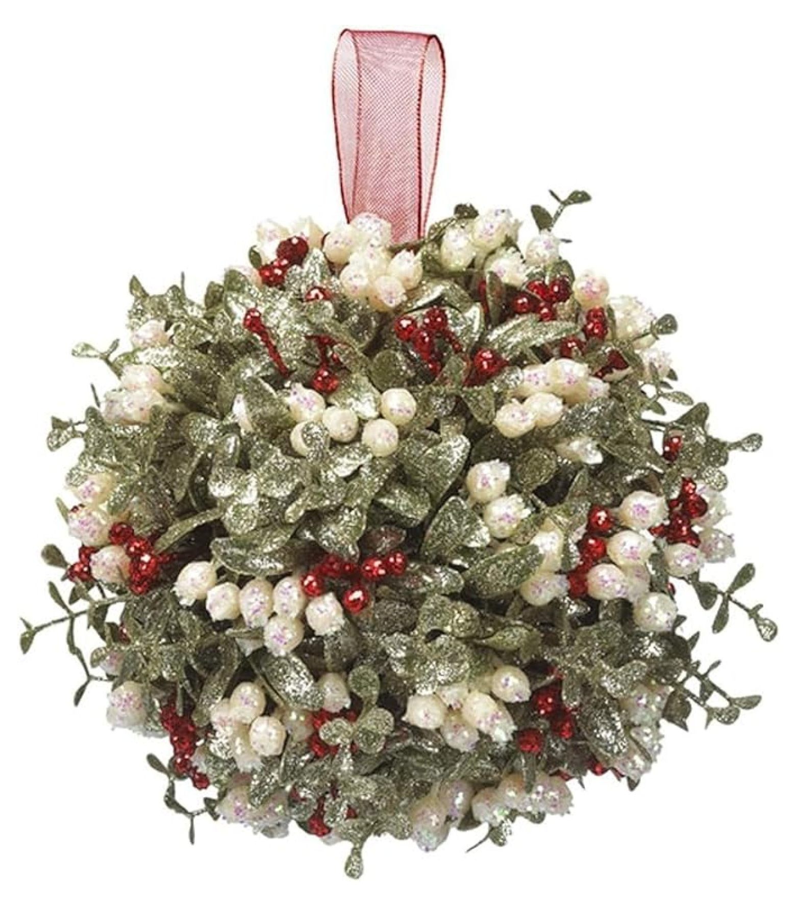 Mistletoe Door Decor - 10 Inch Holly Kissing Ball - Christmas Front ...