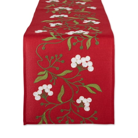 Mistletoe Embroidered Table Runner 14x108