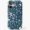 thumbnail image 1 of Mistletoe Gingerbread Ditsy Green Blue White Pattern Tough Phone Case iPhone 17 16 15 14 13 12 11 Pro Max, 1 of 2