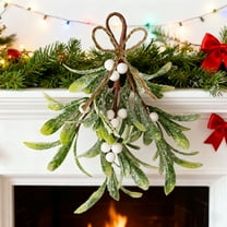 Mistletoe Simulated Christmas oak Frosted Mistletoe For Doorway Hanging Mistletoe Ornament Kissing Glitter Leaf Hanging Decoratio