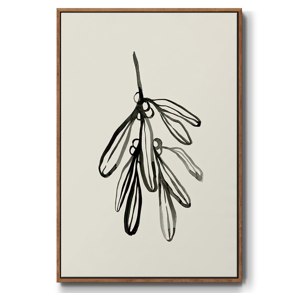 Mistletoe Sketch I - Framed Gallery Wrapped Holiday Canvas - 17 x 25 - Rosewood Frame