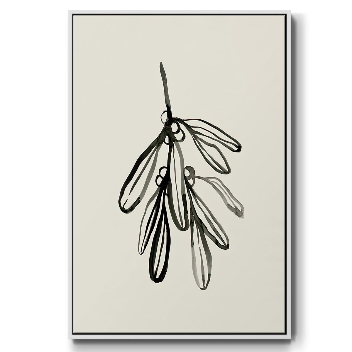 Mistletoe Sketch I - Framed Gallery Wrapped Holiday Canvas - 17 x 25 - White Frame