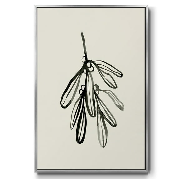 Mistletoe Sketch I - Framed Gallery Wrapped Holiday Canvas - 27 x 41 - Silver Frame