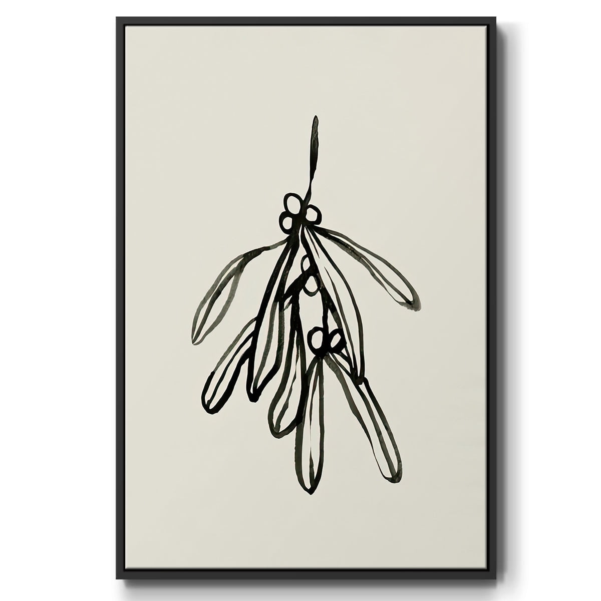 Mistletoe Sketch II - Framed Gallery Wrapped Holiday Canvas - 17 x 25 - Black Frame