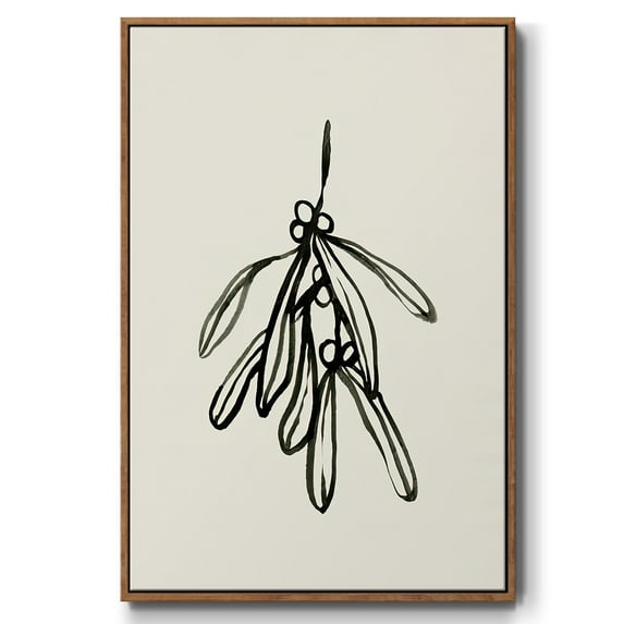 Mistletoe Sketch II - Framed Gallery Wrapped Holiday Canvas - 17 x 25 - Rosewood Frame