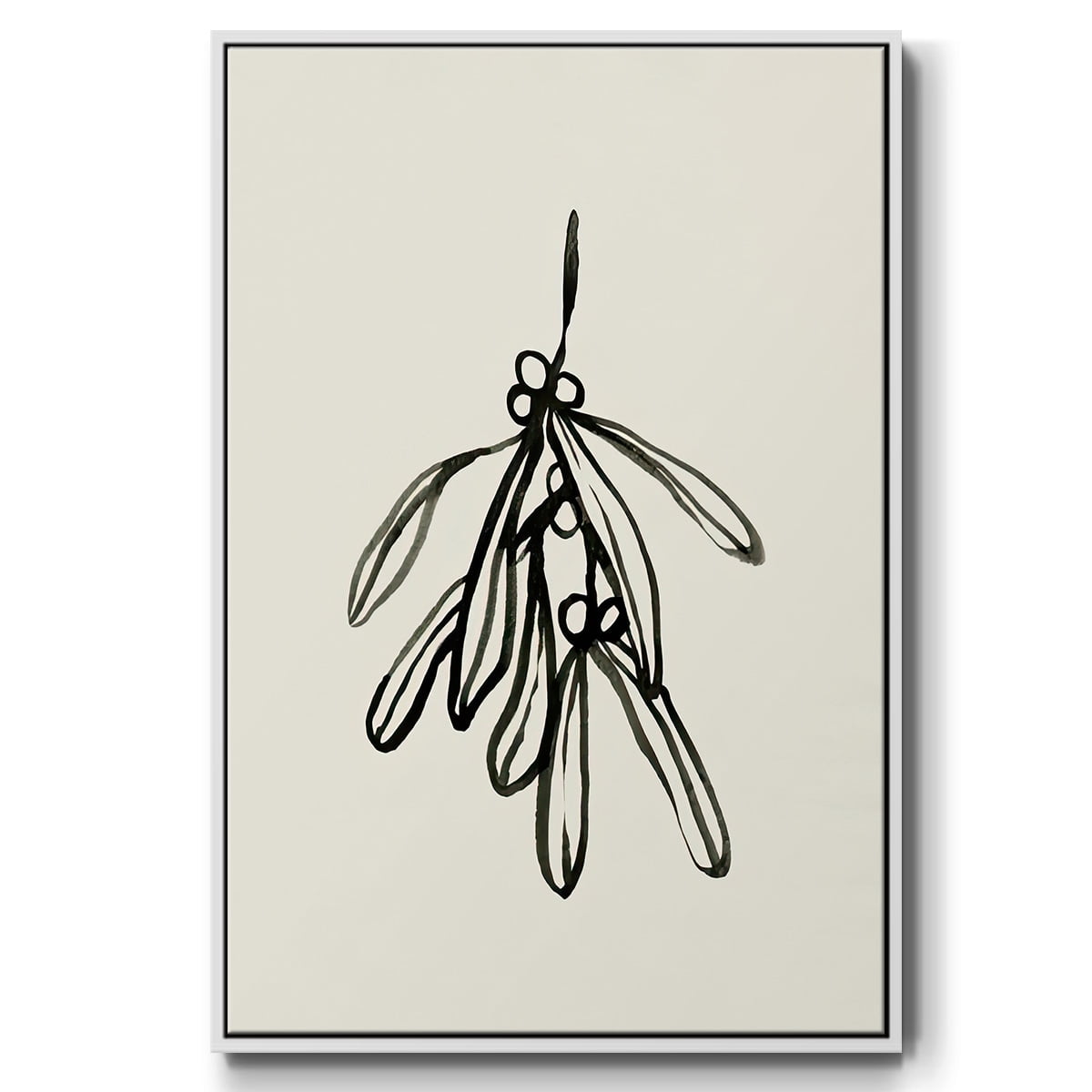 Mistletoe Sketch II - Framed Gallery Wrapped Holiday Canvas - 17 x 25 - White Frame