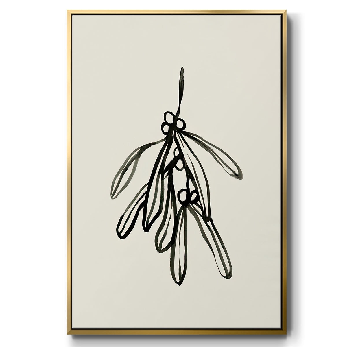 Mistletoe Sketch II - Framed Gallery Wrapped Holiday Canvas - 27 x 41 - Gold Frame