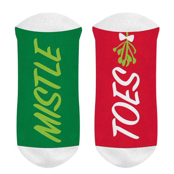 mismatched mistletoes no show socks, adult