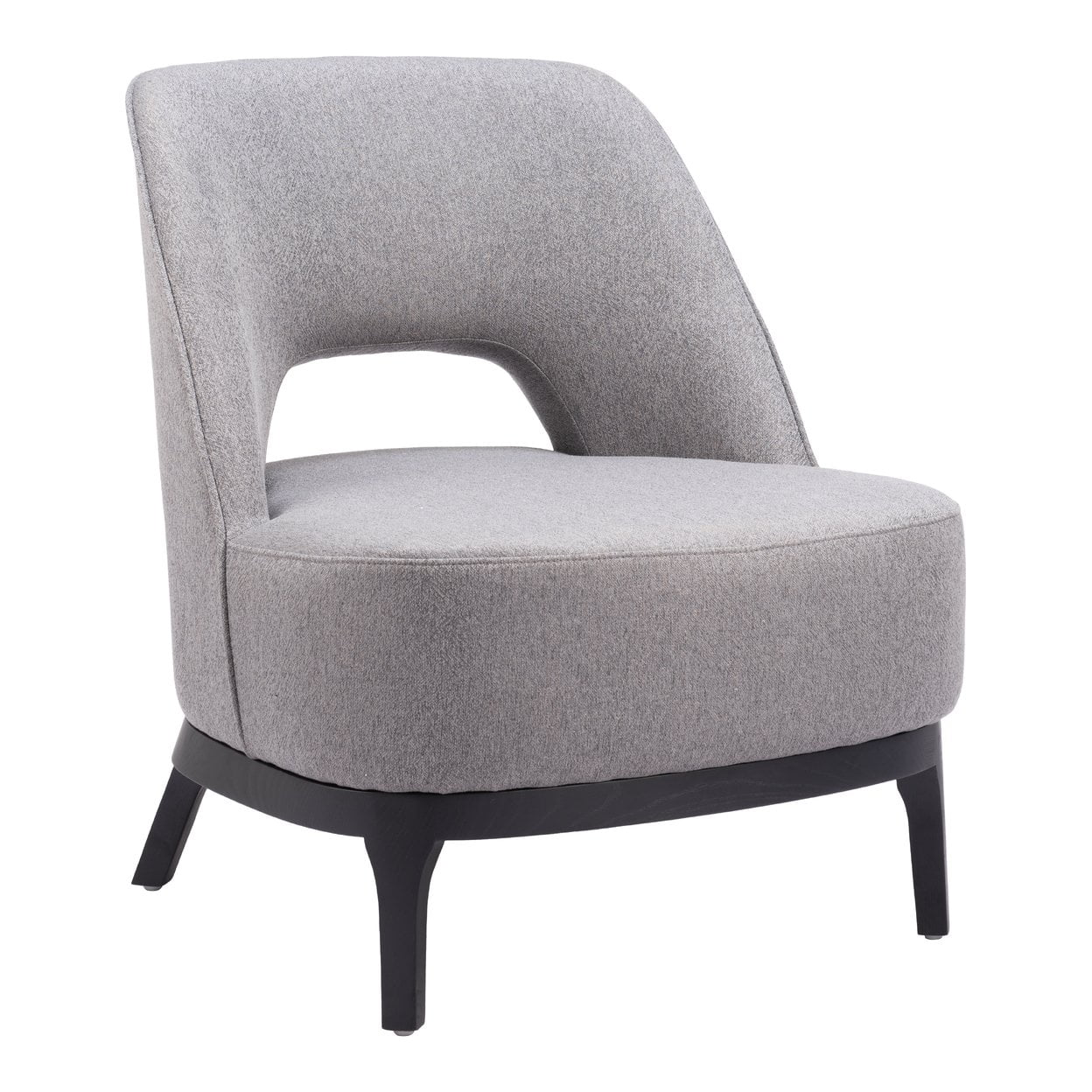 Gray Faux Leather Barrel Accent Chair with Metal Base