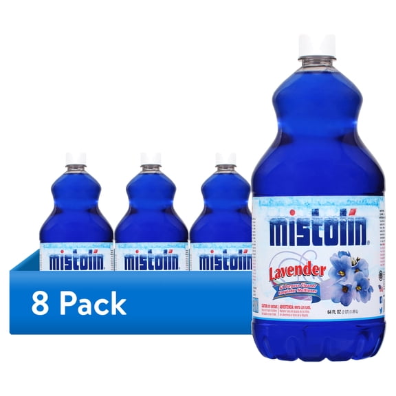 (8 pack) Mistolin Disinfectant, all-purpose cleaner, 64 oz bottle, lavender scent, best cleaner for bathrooms, floors and kitchens.