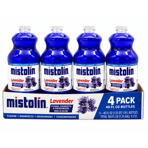 Mistolin Lavender Multi-Purpose Cleaner, 40 fl oz (Pack of 4) Concentrated Cleaner, Disinfectant & Deodorizer