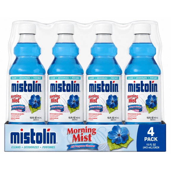 Mistolin Morning Mist All Purpose Cleaner, 15 fl oz Bottles, 4 Pack, Multi-Surface Household Cleaner