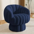 thumbnail image 1 of Mistpople Mid Century Modern 360 Degree Barrel Swivel Accent Sofa Chair,Fluffy Velvet Fabric Lounge Wide Upholstered Pumpkin Reading Chair, Round Cloud Armchair for Living Room,Bedroom,Vanity(Navy), 1 of 6