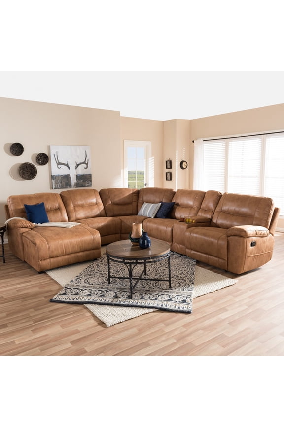 Mistral 6 Piece Reclining Sectional in Light Brown