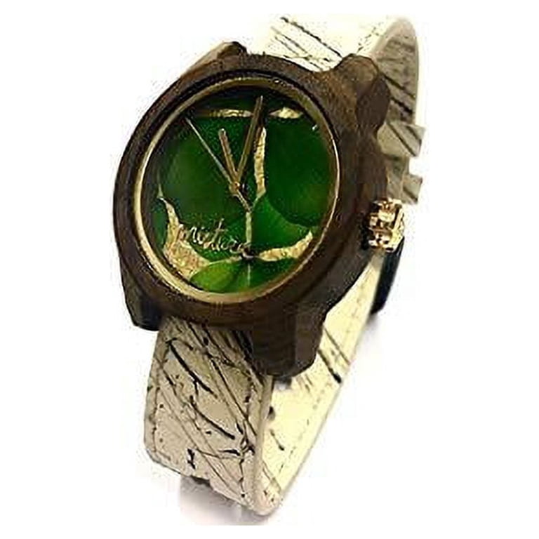 Mistura Womens Watch 48mm Leaf Patterned Dial Wood Leather Strap New Battery Mistura Wood Case Wristwatches for sale | eBay main image 4