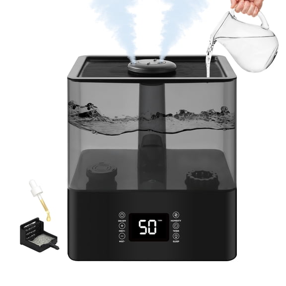 Mistvibe 6L Ultrasonic Cool Mist Humidifier for Bedroom Large Room, 3‑Level Mist, 360° Rotatable Nozzle, Quiet Humidifier for Home Office Nursery White