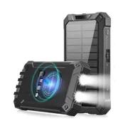 Misty 50000mAh Solar Power Bank Wireless Charger Built in 4 Cables External Battery Black
