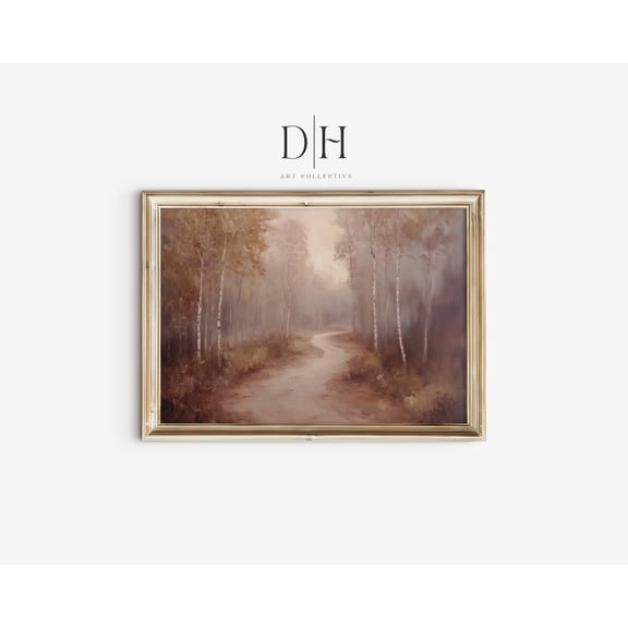 Misty Autumn Forest Path Poster: Cottagecore Woodland Scene, Unframed Poster Size 16x24