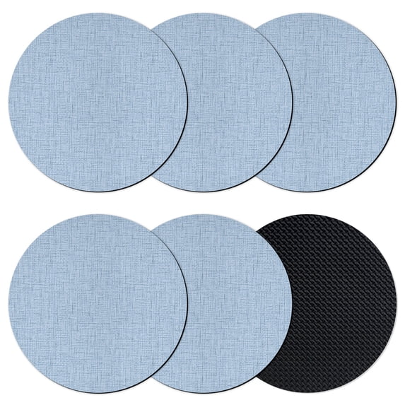 Misty Blue Coasters Set of 6, Absorbent Coasters for Drinks, Rustic Farmhouse Solid Color Coaster for Desk Coffee Table Protection, Home Decor House Warming Gifts 4"