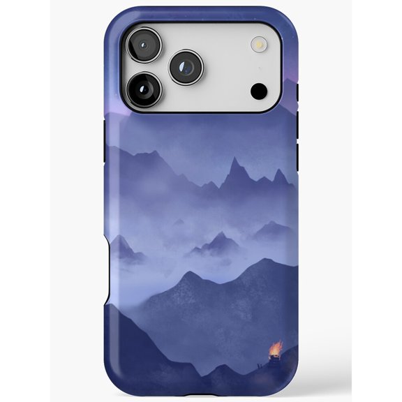 Misty Blue Layered Mountains Tough Case for Apple iPhone, Polycarbonate Shell with TPU Liner
