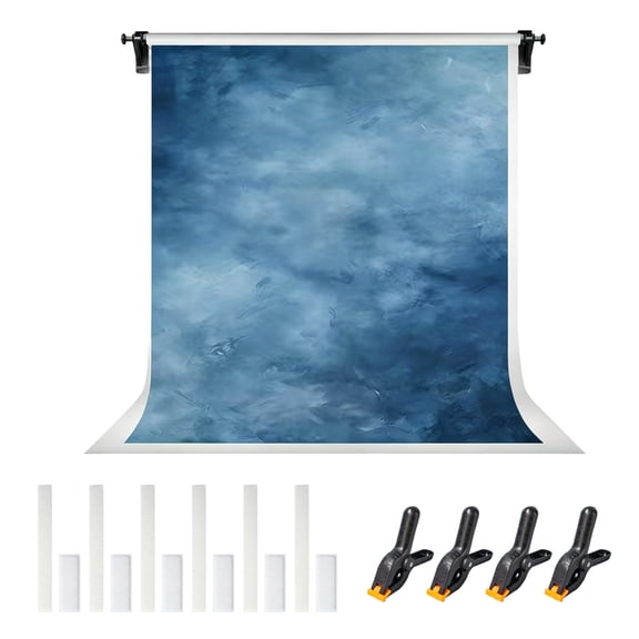 Misty Blue Watercolor Texture Photography Backdrop Cloth, 5x6.5FT Soft Gradient Abstract Photo Background Screen for Portrait Fashion Product Studio Photoshoot Decor Photo Backdrop(No Stand)