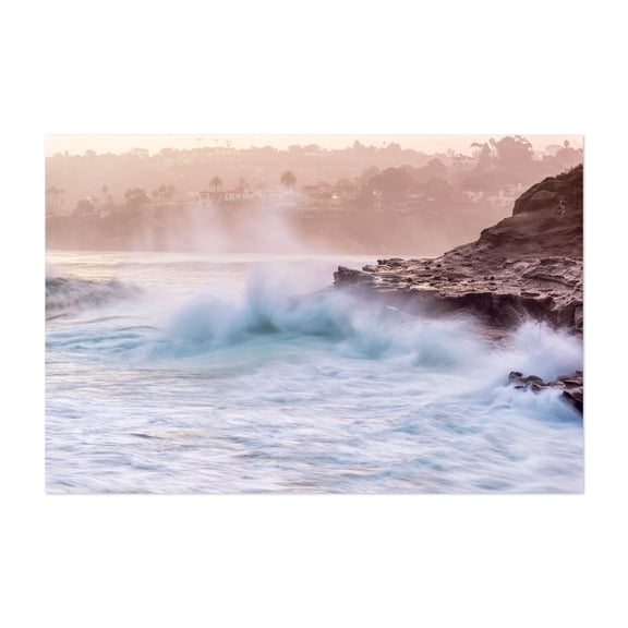 Misty Coastal Waves - San Diego California Photography Waves Ocean Coast Coastal Beach Surf Nature Unframed Wall Art Print 32 x 48 inches