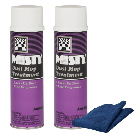 Misty Dust Mop Treatment 18 oz and Blue Microfiber Rag Hard Floor Dust Mop Conditioner for Hardwood Tile and Vinyl Floor Care