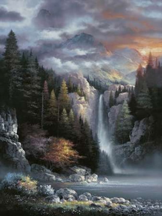 Misty Falls Canvas Art - James Lee (18 x 24)
