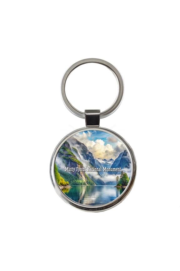 Misty Fjords National Monument Alaska Metal Round Keychain