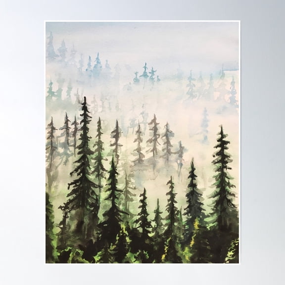Misty Forest 5 Poster Wall Art, Modern Wall Decor, 8x12 UNFRAMED