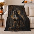 thumbnail image 1 of Misty Forest Bully Breed Dog Classical Portrait, Dramatic Pet Portrait Pattern, Warm Flannel Blanket for Cabin and Lodge, Dog Lovers Just Because Gift, Pet Lover Home Decor, 1 of 9