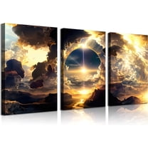 Misty Forest Canvas Wall Art Blue Grey Abstract Mountain Natural Landscape Pictures Wall Decor Aesthetic Modern Room Posters Prints for Living Room Bedroom （Only canvas）