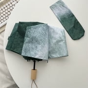 Misty Forest Green Umbrella, Portable Sun-Shade 3-Fold 8-Rib All-Weather Umbrella Manual & Auto Sun Umbrella UPF 50+