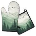 thumbnail image 1 of Misty Forest Landscape Kitchen Oven Mitt and Pot Holder Sets 2 Pcs for Baking, Cooking and Grilling, Heat Resistant Up To 392 °F, 1 of 7