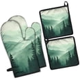 thumbnail image 1 of Misty Forest Landscape Kitchen Oven Mitt and Pot Holder Sets 4 Pcs for Baking, Cooking and Grilling, Heat Resistant Up To 392 °F, 1 of 7