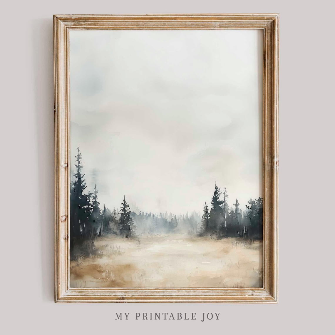 Misty Forest Landscape Print Moody Nature Poster Wall Art Minimalist ...