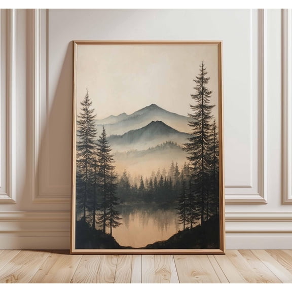 Misty Forest Mountain Landscape Nature Woodland Foggy Pine Tree Art Print Unframed Paper Print