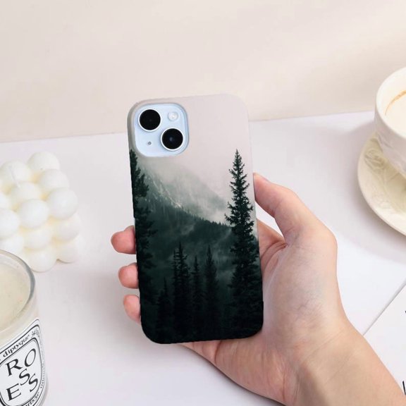 Misty Forest Mountain Landscape Phone Case Nature Wilderness with iPhone 17 to 11 Pro Max