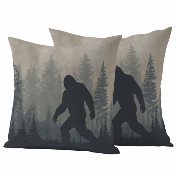 Misty Forest Outdoor Waterproof Pillow Covers, Pine Trees Gray Foggy Vintage Rustic Decorative Square Throw Pillowcase Sofa Cushion Sham for Patio/Couch/Chair, 26"x26" 2 Pack