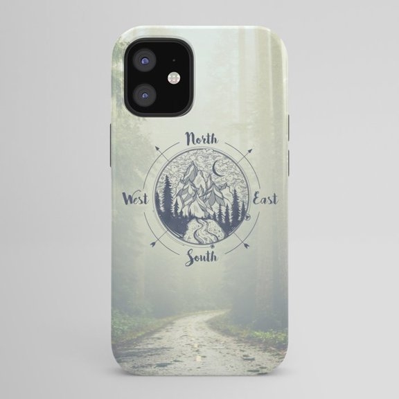 Misty Forest Road and Mountain Compass Tough Case for Apple iPhone, Polycarbonate and TPU