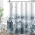thumbnail image 1 of Misty Forest Shower Curtain Mountain Fog Woodland Dark Green Shower Curtains For Bathroom Decor Rustic Pine Tree Nature Bath Curtain Fabric Washable With 12 Hooks 48"W x 72"L, 1 of 6