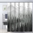 thumbnail image 1 of Misty Forest Shower Curtain Set Nature Tree Mountain Woodland Decorative Bathroom Bath Curtain Decor 72" x 72" with 12 Hooks, 1 of 7