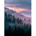 thumbnail image 1 of Misty Forest Sunset Landscape Canvas Wall Art, Calm Woodland Print for Living Room, Bedroom, Office and Home Decor, 1 of 8